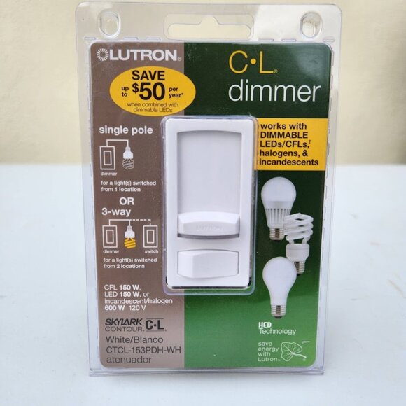 NEW Lutron Skylark Contour CL Light Bulb Dimmer CTCL-153PDH-LA 120V 60Hz 150W Li - Picture 1 of 9